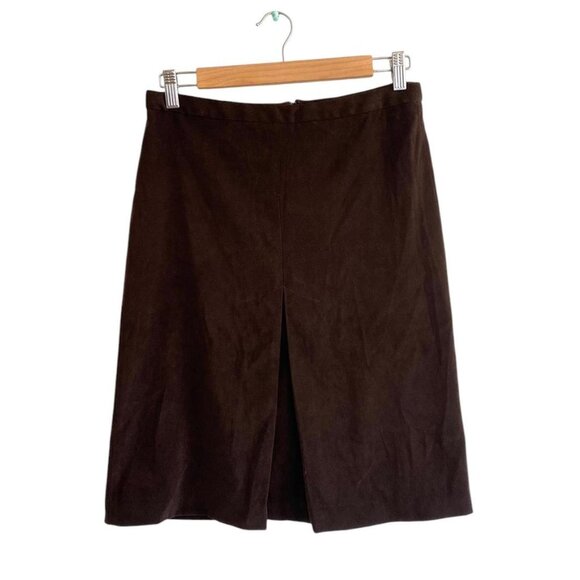 BCBGMAXAZRIA BROWN VELVET MIDI SKIRT BUSINESS WORK WOMENS SIZE 4 - Picture 1 of 5